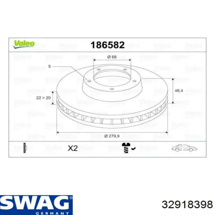 32918398 Swag Диск тормозной передний