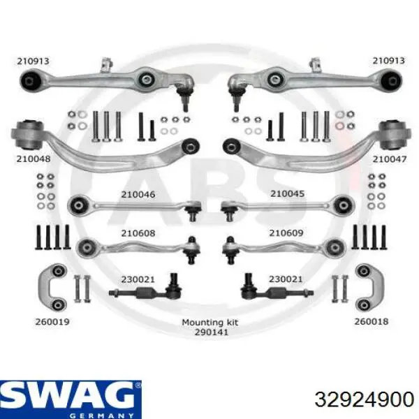Комплект рычагов передней подвески Swag 32924900 цена, от 304.87 USD