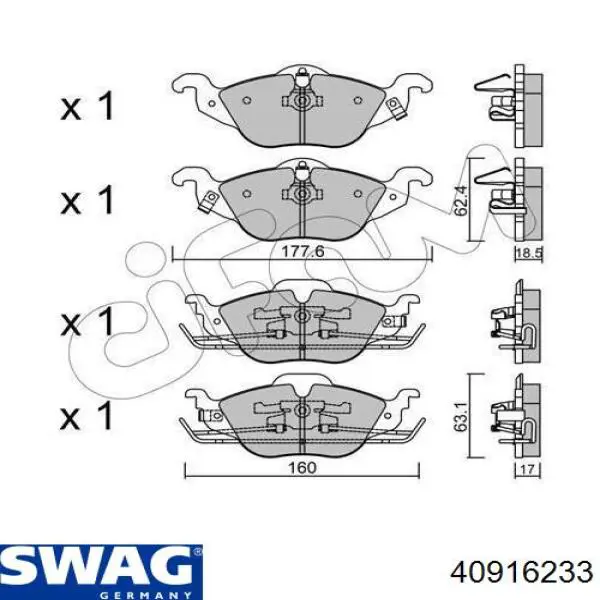 Купить 40916233 Swag Колодки тормозные