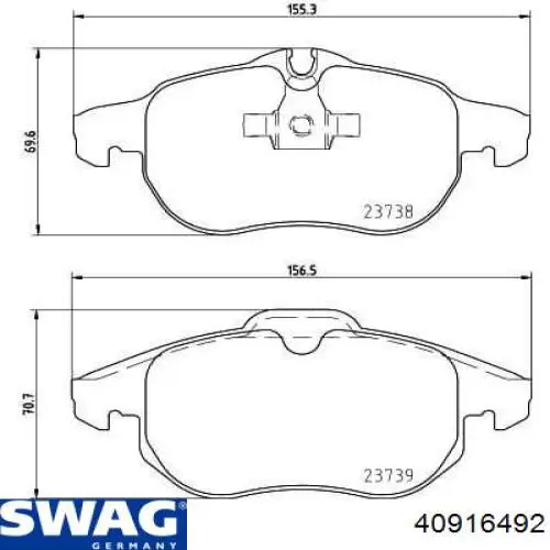 40916492 Swag Колодки передние