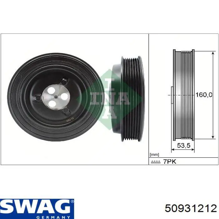 Шкив коленвала (демпфер) Swag 50931212 цена, от 91.15 USD