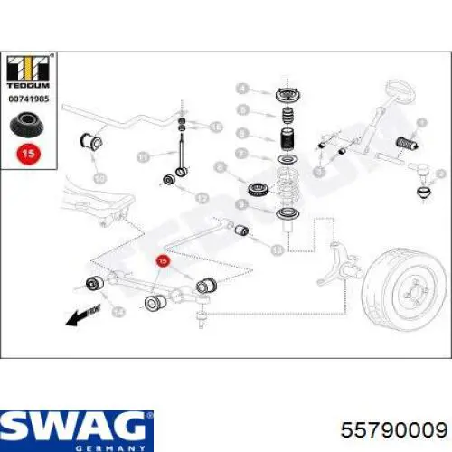 Купить 55790009 Swag Сайлентблок реактивной тяги задний
