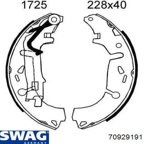 Задние барабанные колодки 70929191 Swag