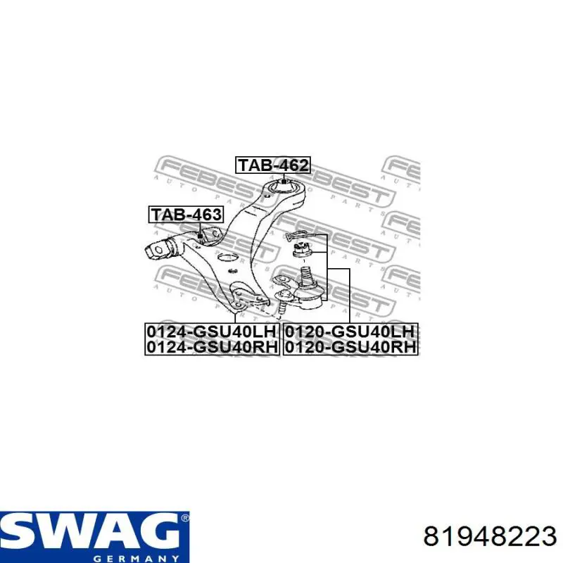 Шаровая опора левая нижняя Swag 81948223