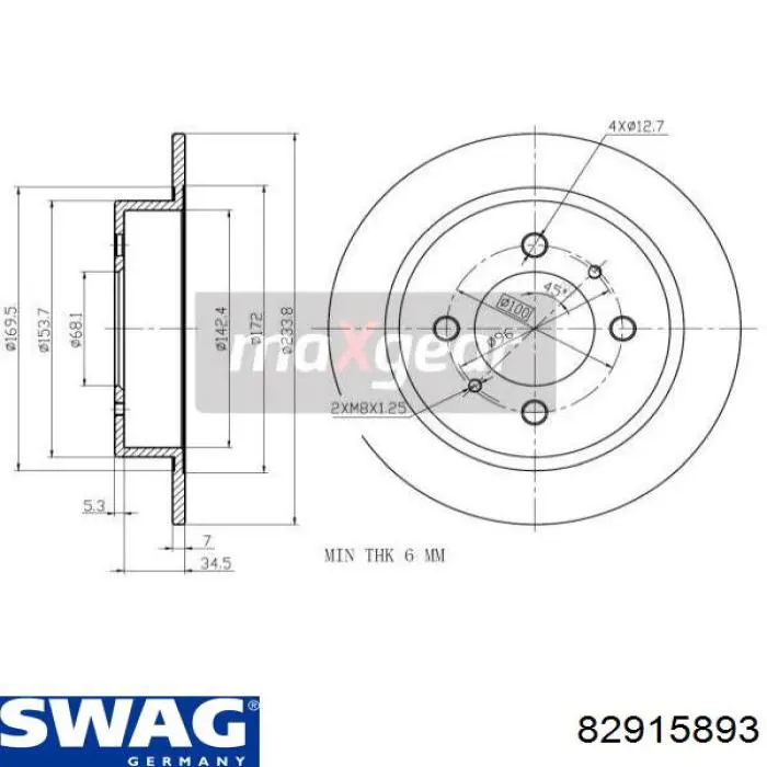 Тормозные диски 82915893 Swag