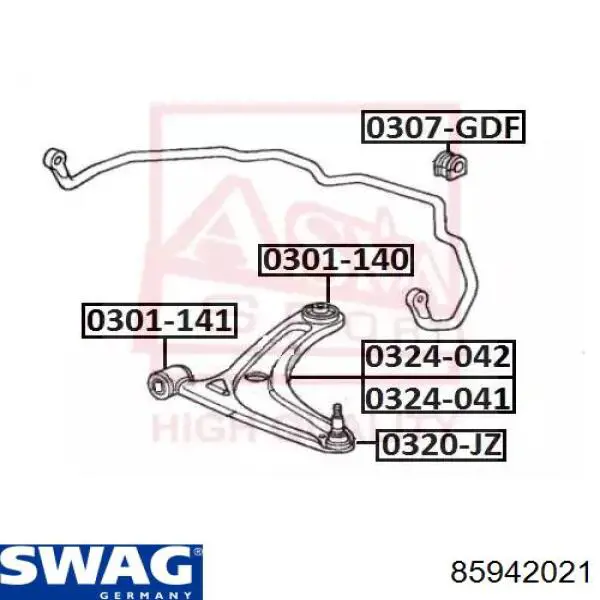 Купить 85942021 Swag Втулки переднего стабилизатора