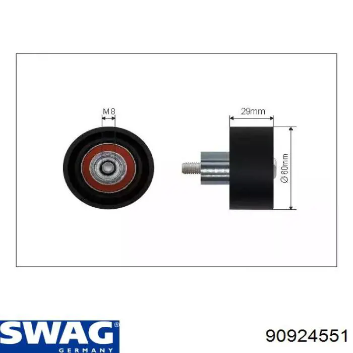 Обводной ролик ремня ГРМ Swag 90924551 цена, от 10.49 USD