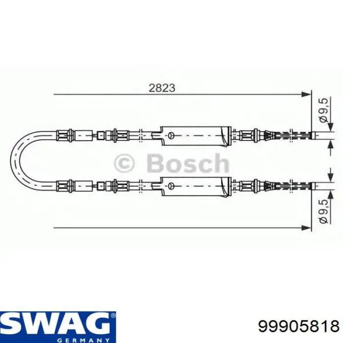 Задний трос ручника Swag 99905818 цена, от 23.46 USD