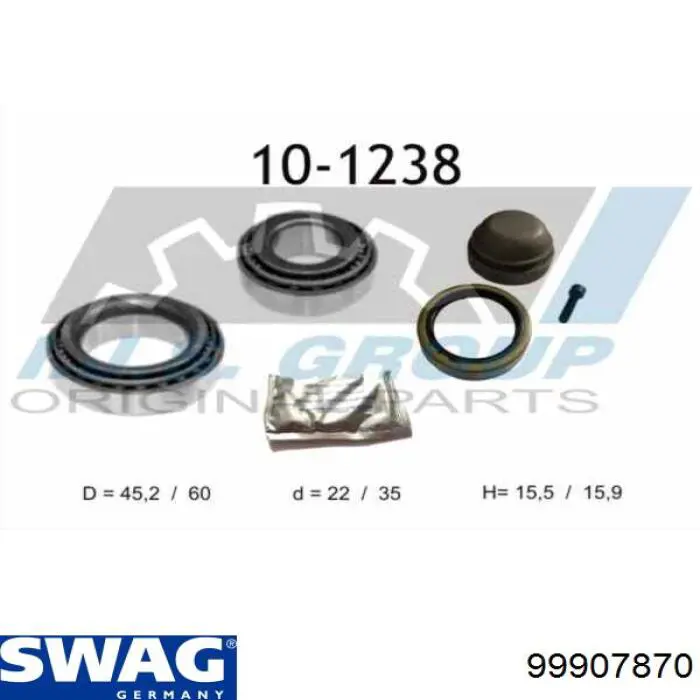 Комплект подшипника ступицы колеса Swag 99907870 цена, от 13.61 USD