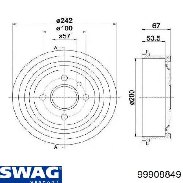 Барабан тормозной задний Swag 99908849 цена, от 20.10 USD