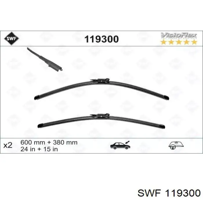119300 SWF limpa-pára-brisas do pára-brisas, kit de 2 un.
