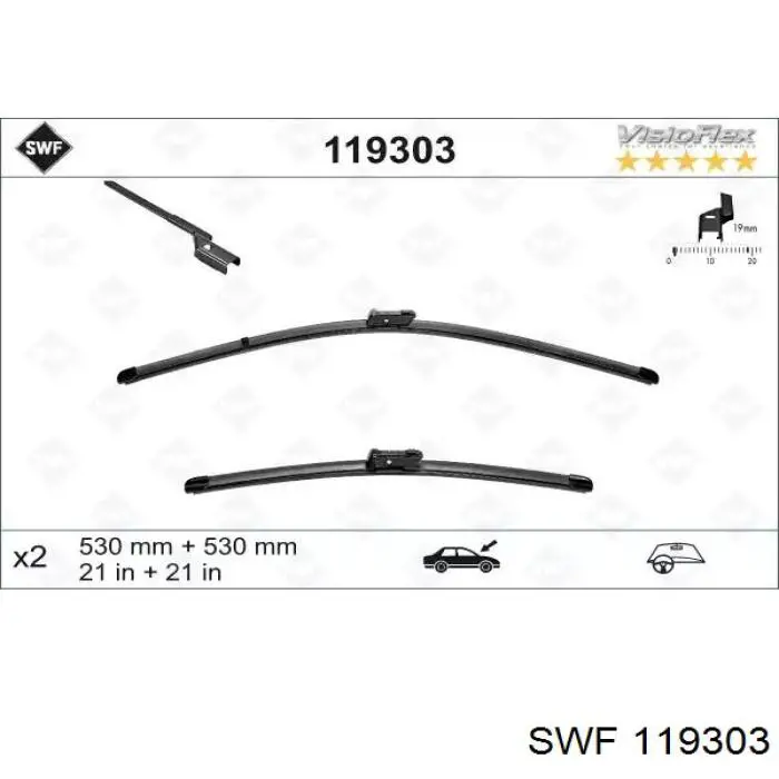 119303 SWF limpa-pára-brisas do pára-brisas, kit de 2 un.