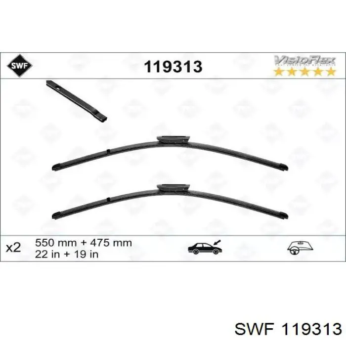 119313 SWF limpa-pára-brisas do pára-brisas, kit de 2 un.