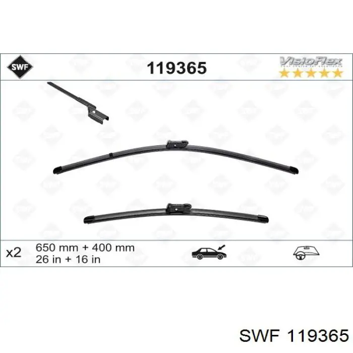 119365 SWF limpa-pára-brisas do pára-brisas, kit de 2 un.