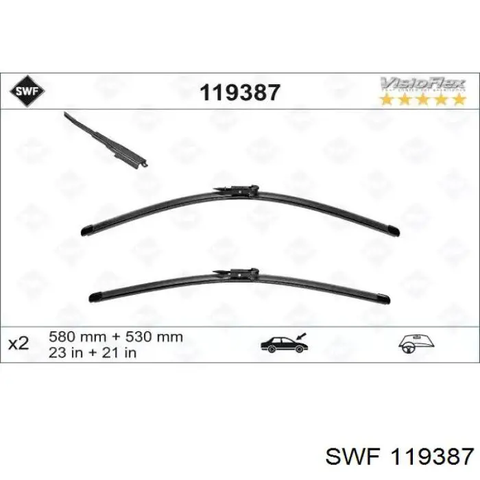 119387 SWF limpa-pára-brisas do pára-brisas, kit de 2 un.