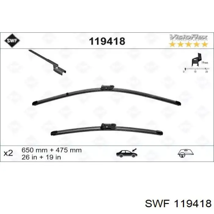 Щетки стеклоочистителя 119418 SWF