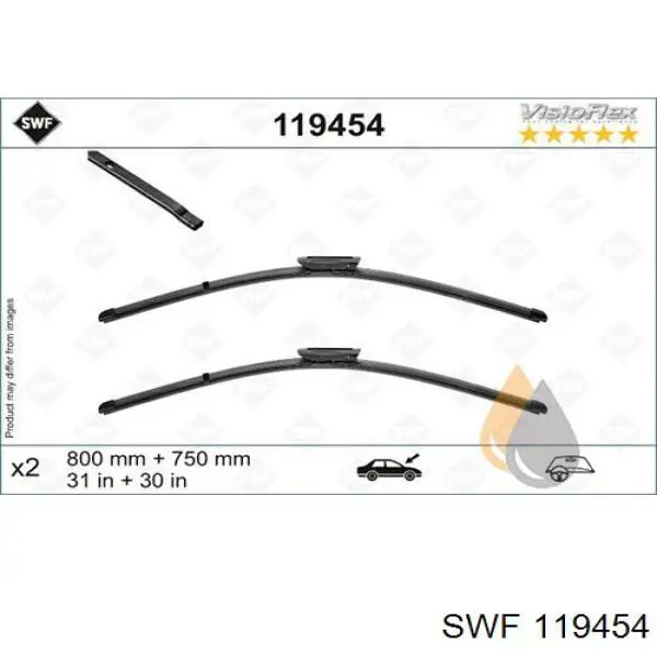 119454 SWF щетка-дворник лобового стекла, комплект из 2 шт.