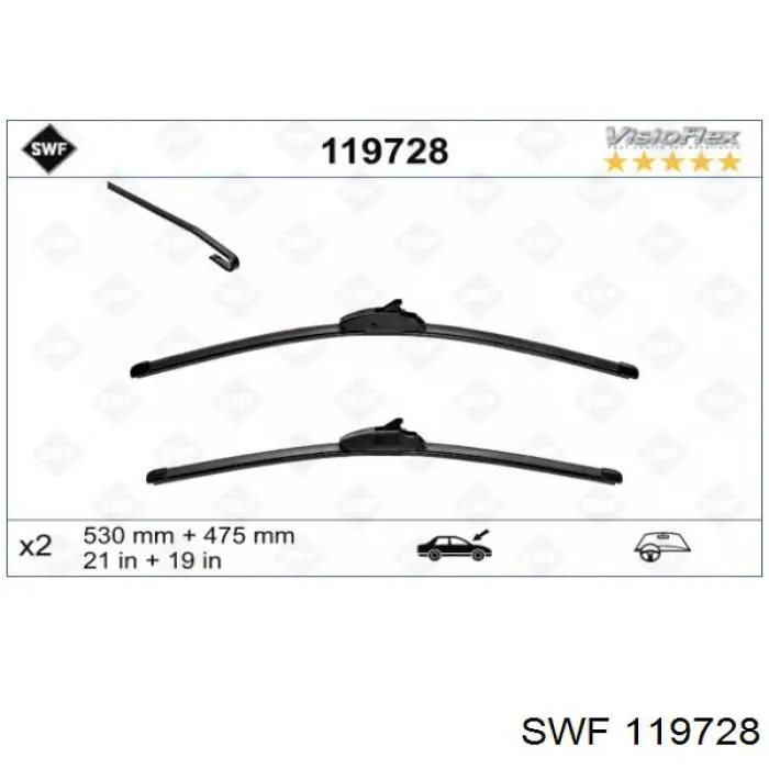 119728 SWF щетка-дворник лобового стекла, комплект из 2 шт.