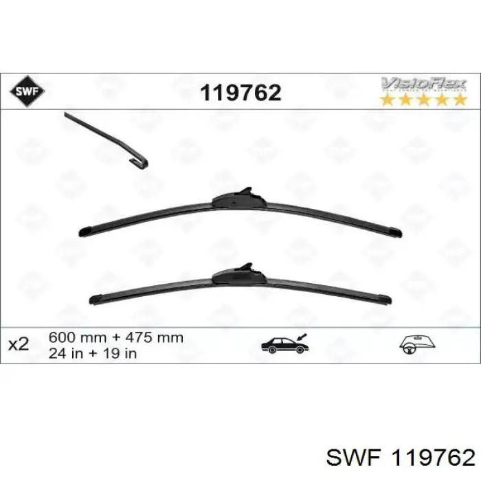 119762 SWF щетка-дворник лобового стекла, комплект из 2 шт.