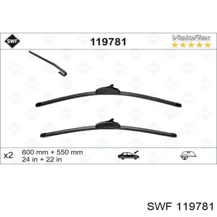 119781 SWF щетка-дворник лобового стекла, комплект из 2 шт.