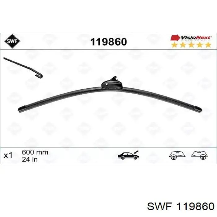 119860 SWF щетка-дворник лобового стекла водительская