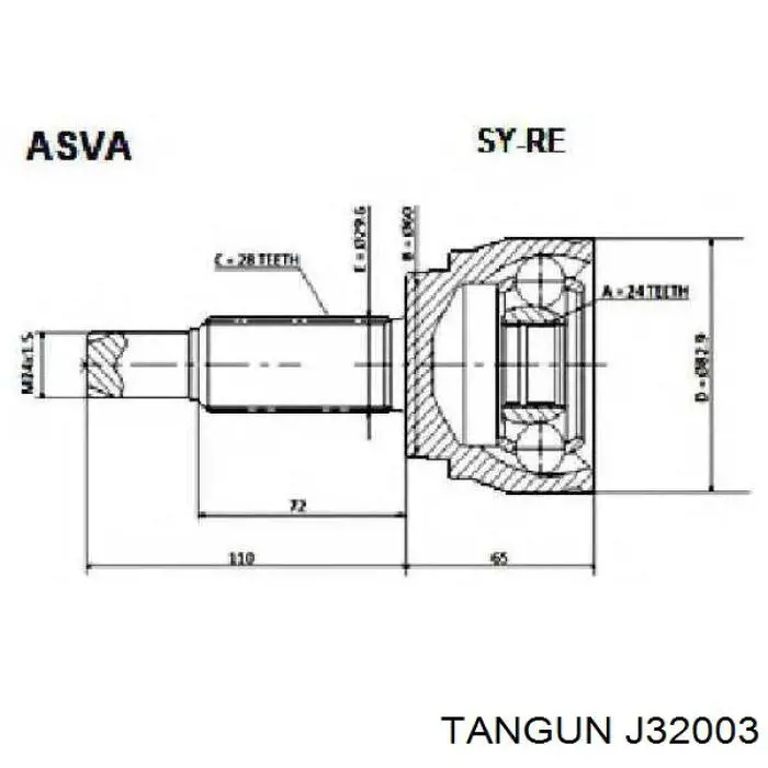 Правая полуось J32003 Tangun