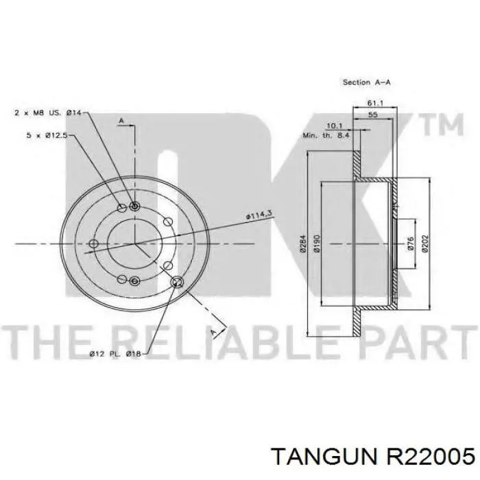 Disco de freno trasero R22005 Tangun