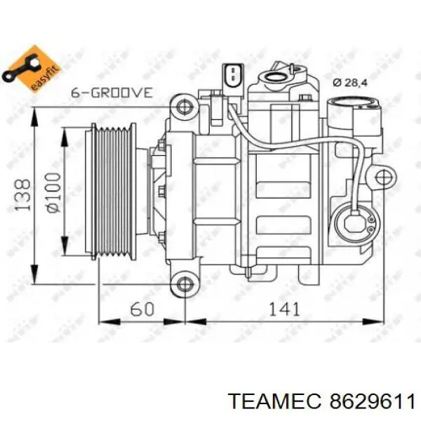 Компрессор системы кондиционирования Teamec 8629611 цена, от 240.09 USD
