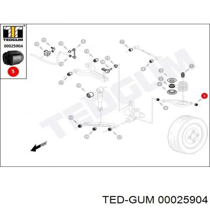 Сайлентблок цапфы задней 00025904 Ted-gum