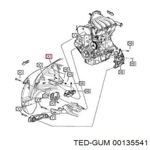 Гидроопора двигателя передняя Ted-gum 135541 цена, от 19.47 USD