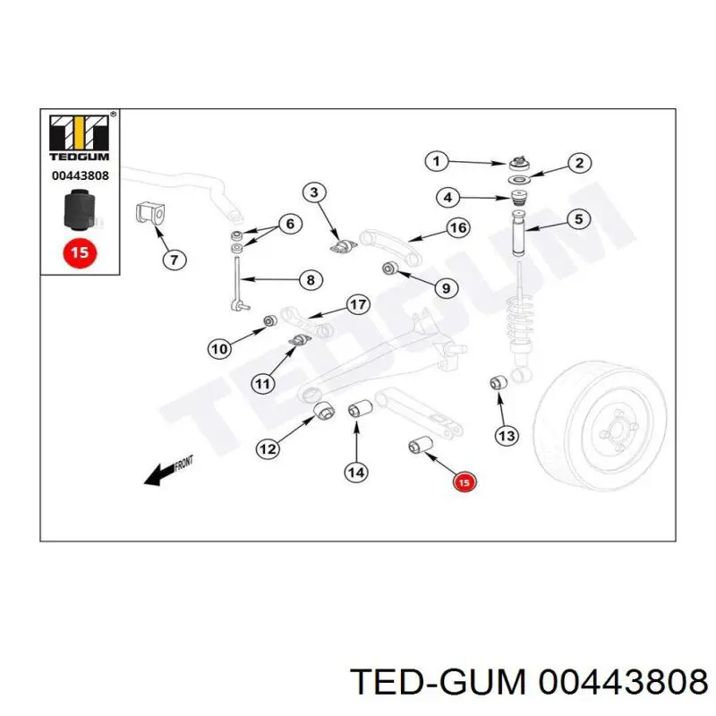 Сайлентблок заднего поперечного рычага 00443808 Ted-gum