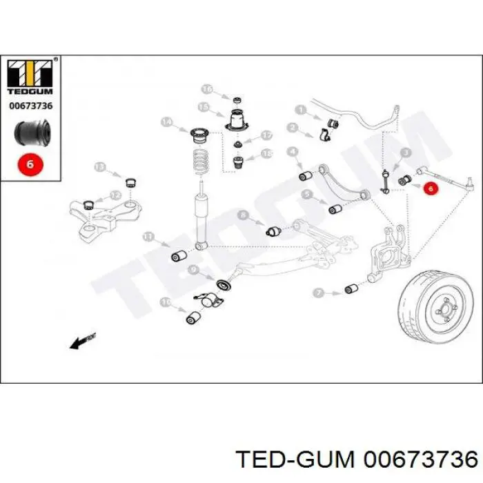 Сайлентблок цапфи задньої 00673736 Ted-gum