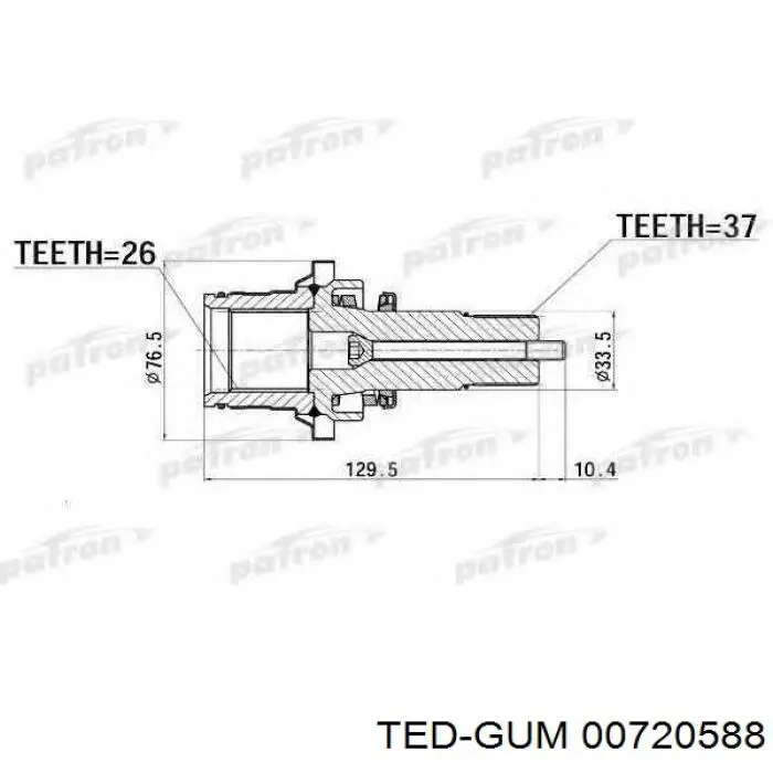 Подвесной подшипник передней полуоси 00720588 Ted-gum