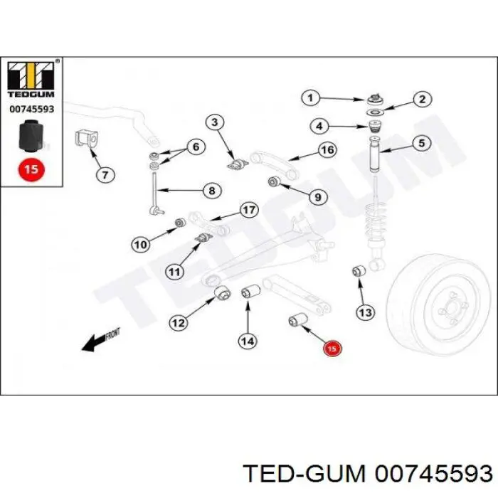 Полиуретановый сайлентблок заднего нижнего рычага Ted-gum 00745593 цена, от 4.74 USD