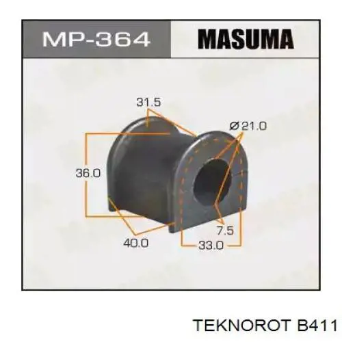 Стойка стабилизатора, переднего, правая Teknorot B411