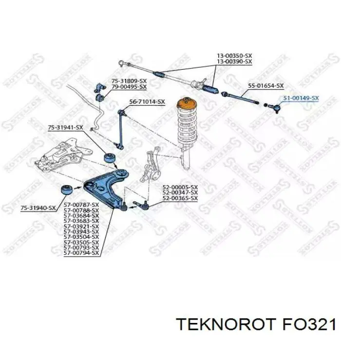 Наконечник рулевой тяги Teknorot FO321