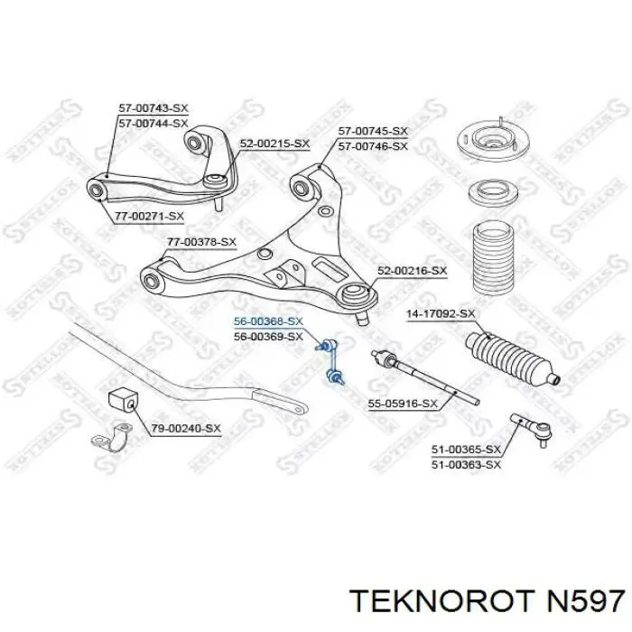 Левая стойка заднего стабилизатора N597 Teknorot