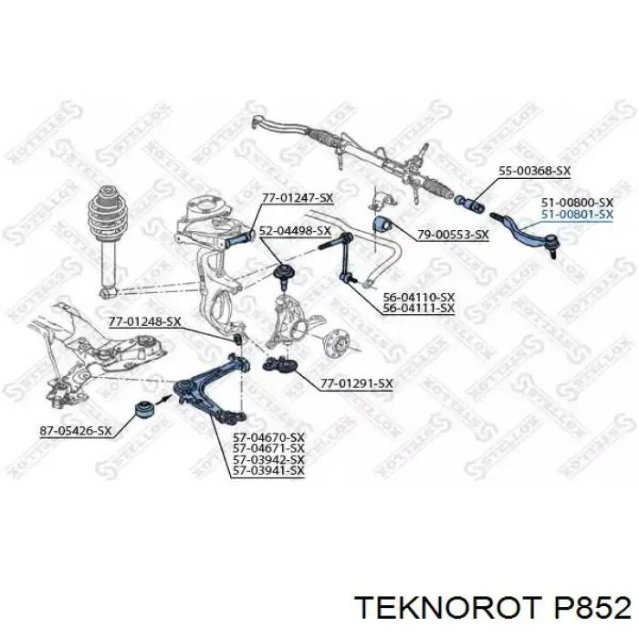 Купить P852 Teknorot Наконечник рулевой тяги, внешний