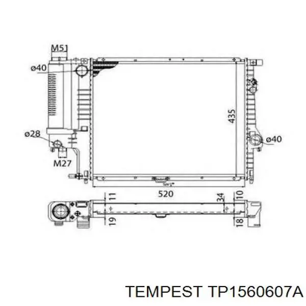 Купить TP1560607A Tempest Радиатор водяной