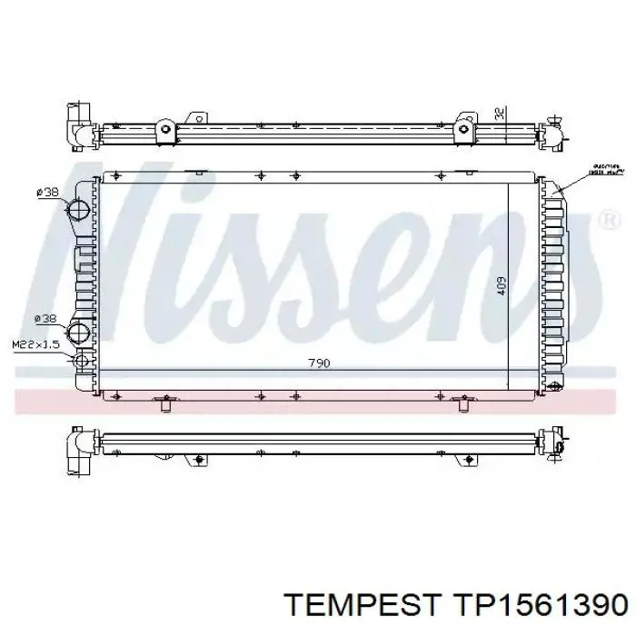 Радиатор охлаждения двигателя Tempest TP1561390 цена, от 62.36 USD