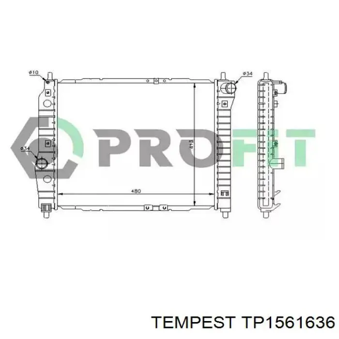 Радиатор охлаждения двигателя Tempest TP1561636 цена, от 40.89 USD