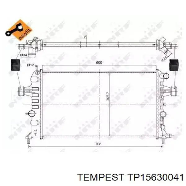 Радиатор охлаждения двигателя Tempest TP15630041 цена, от 51.38 USD