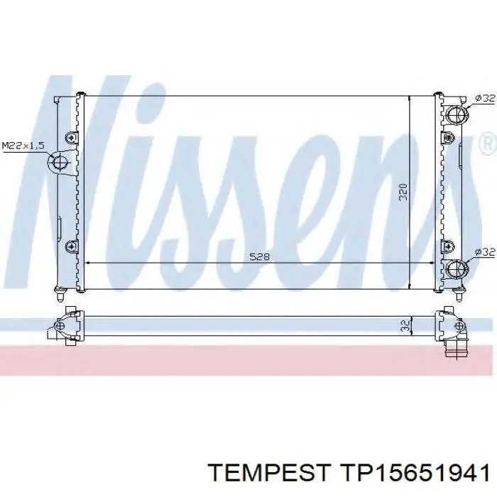 Радиатор охлаждения двигателя Tempest TP15651941 цена, от 33.78 USD