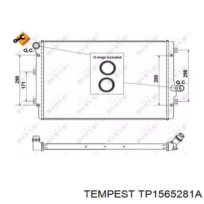 Радиатор охлаждения двигателя Tempest TP1565281A цена, от 56.24 USD