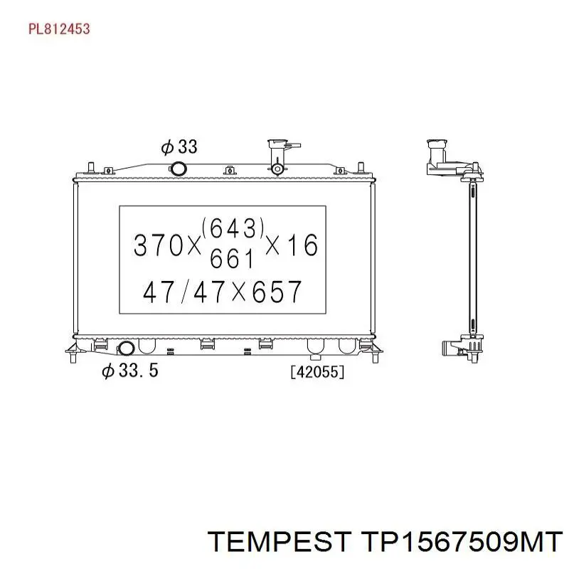 Радиатор охлаждения двигателя Tempest TP1567509MT цена, от 62.04 USD