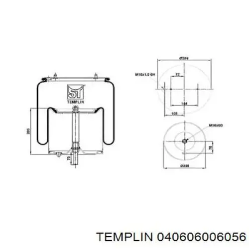 04.060.6006.056 Templin coxim pneumático (suspensão de lâminas pneumática do eixo traseiro)