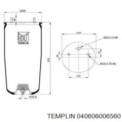 Пневмоподушка (пневморессора) моста 040606006560 Templin