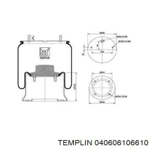 04.060.6106.610 Templin coxim pneumático (suspensão de lâminas pneumática do eixo)