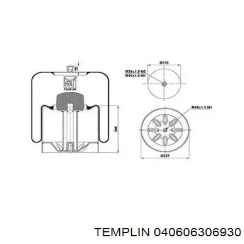 Пневмоподушка (пневморессора) моста заднего TEMPLIN 040606306930