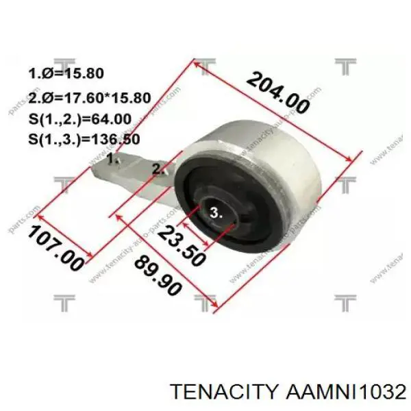 AAMNI1032 Tenacity bloco silencioso dianteiro do braço oscilante inferior